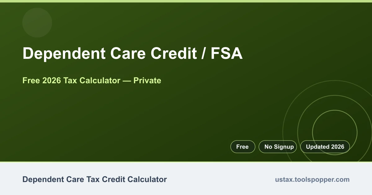 Dependent Care Credit / FSA — free 2026 calculator on US Tax Tools
