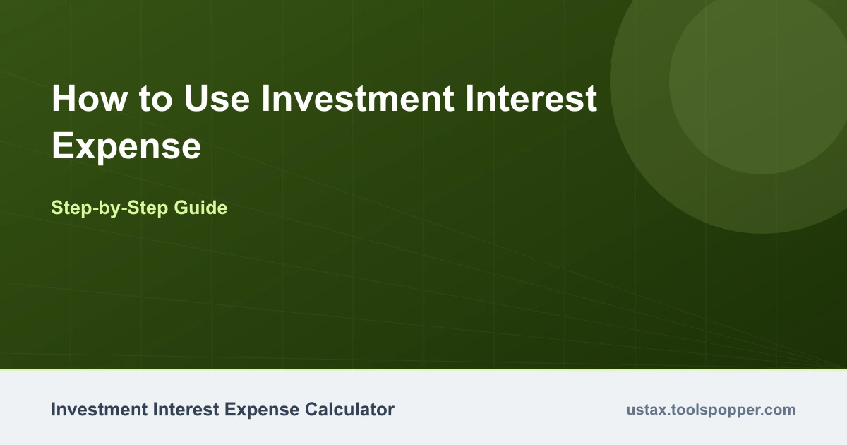 How to use the Investment Interest Expense